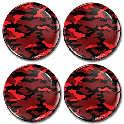 Abbildung von Biomar Labs 4 x 55mm Aufkleber 3D Silikon Camouflage Rot Für Radkappen Nabenkappen Radnabendeckel Rad Nabendeckel A 1955 Z*