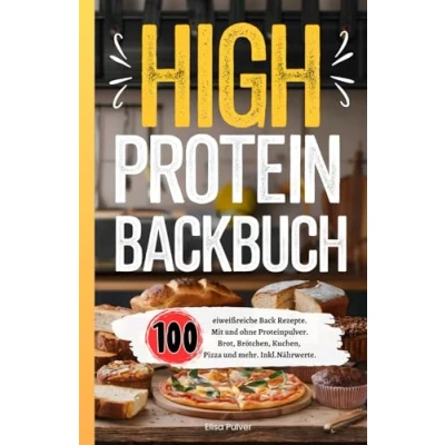 Abbildung von High Protein Backbuch: 100 eiweißreiche Back Rezepte. Mit und ohne Proteinpulver. Brot, Brötchen, Kuchen, Pizza mehr. Inkl. Nährwerte.