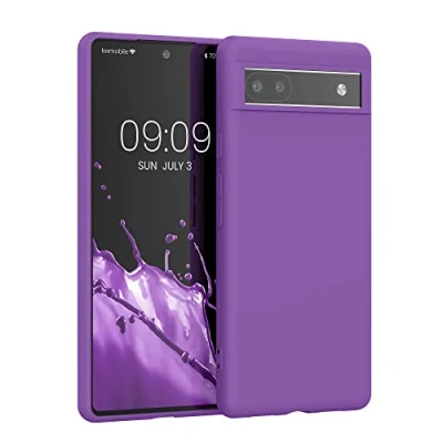 Abbildung von kwmobile Hülle kompatibel mit Google Pixel 6a weiches TPU Silikon Case Cover geeignet für kabelloses Laden Orchidee Lila