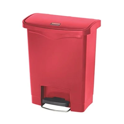 Abbildung von Rubbermaid Commercial Products Slim Jim 1883564 30 Litre Front Step On Resin Wastebasket Red