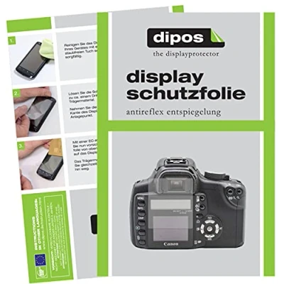 Abbildung von dipos I 2X Schutzfolie matt kompatibel mit Canon EOS 350D Folie Displayschutzfolie