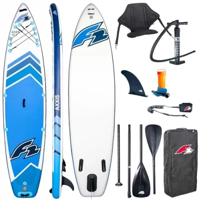 Abbildung von SUP F2 aufblasbares Brett Axxis 12&#039;2&quot; Light Blue Combo Paddle 2in1 Kajaksitz