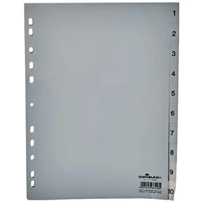Abbildung von Durable 6511 10 Zahlenregister PP, 1 10, A4, Blatt, grau