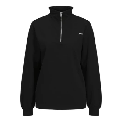 Abbildung von JJXX Damen JXABBIE RLX LS Half Zip Sweat SWT NOOS Sweatshirt, Black/Print:White Logo, XS