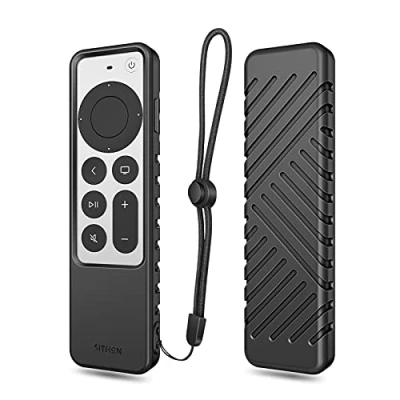 Abbildung von SITHON Slim Hülle Case für Apple TV 4K Siri Remote 3. Generation (2022) und 2. (2021), Leichte rutschfeste Stoßfeste Silikon Schutzhülle Fernbedienung Hülle, Schwarz