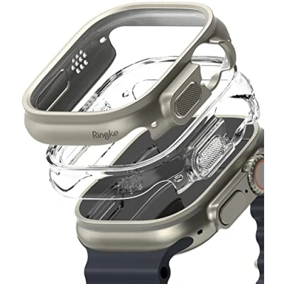 Abbildung von 2x Slim Hülle für die Apple Watch Ultra (2) 49 mm Clear &amp; Titanium Gray