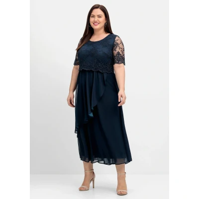 Abbildung von Sheego Abendkleid &quot;Große Größen&quot;, mit besticktem Mesh Oberteil