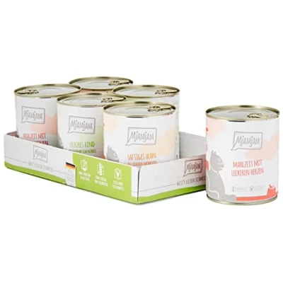 Abbildung von MjAMjAM Premium Nassfutter für Katzen Mixpaket I Huhn, Rind, Herzen, 6er Pack (6 x 800g), getreidefrei mit extra viel Fleisch