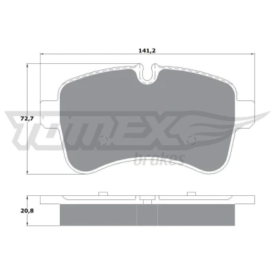 Abbildung von TOMEX brakes TX 16 00 Bremsbelagsatz Hinterachse für Verschleißwarnanzeiger vorbereitet IVECO: DAILY 6 Kastenwagen, Pritsche/Fahrgestell
