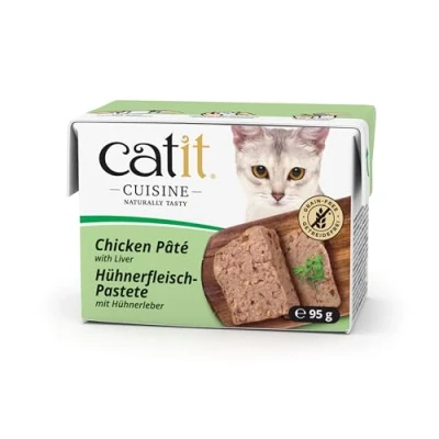 Abbildung von Catit Cuisine Premium Nassfutter für Katzen Pastete mit Hühnerfleisch und Hühnerleber, Alleinfuttermittel, 95g, getreidefrei, hoher Fleischanteil