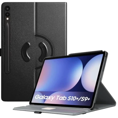 Abbildung von TiMOVO Hülle Kompatibel mit Galaxy Tab S9 Plus 2023 SM X810/X816B/X818U, 90 Grad Drehbar Ständer Schutzhülle S Pen Halter, Auto Schlaf/Aufwach für S9+ 12,4&quot;, Schwarz