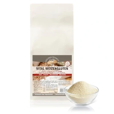 Abbildung von GOLDEN PEANUT Vital Weizengluten 1 kg natürliches Verdickungsmittel rein pflanzlich, Weizeneiweiß, Seitan, kalorienarme Speisestärke, Backen, Kochen