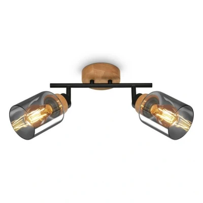 Abbildung von BRILONER Deckenlampe, Deckenleuchte, Lampe, Rauchglas, Schwenkbar, Wohnzimmerlampe, Schlafzimmerlampe, Küchenlampe, Schwarz Holz