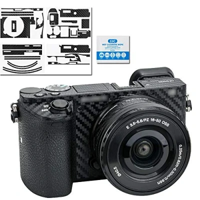 Abbildung von Schutzfolie für Sony Alpha a6500 + 1650 mm Objektiv Kits 3M Aufkleber DSLR Kamera, Karbonfaser, blasenfrei, rutschfeste Halterung