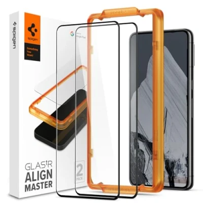 Abbildung von Spigen AlignMaster Schutzfolie kompatibel mit Google Pixel 8 Pro, 2 Stück, Volle Abdeckung, Kratzfest, 9H Härte Folie