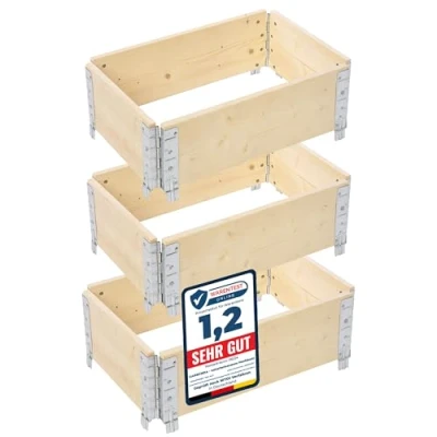 Abbildung von Garronda Hochbeet Profil Palettenrahmen 60x40x20 cm Holz für Pflanzen GD 0075 (3 St., Set)