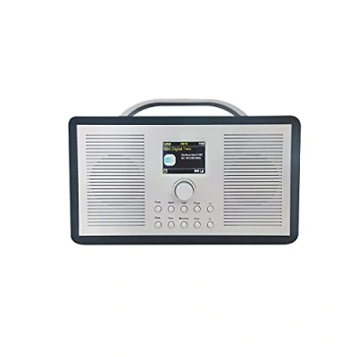 Abbildung von ALANO FM/DAB+ Radio/Bluetooth/AUX IN tragbares Farb dab Radio aus Holz mit 2.4 TFT Farbdisplay und Dual Weckmodus, Retro Design für Garten Küche (Schwarz)