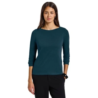 Abbildung von Street One Damen 3227440 Shirt mit U Boot Ausschnitt, Tide Blue, 44