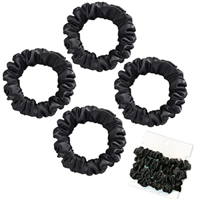 Abbildung von Olakin Seide Haargummi [4 Tlg], Damen Haare Ringe, Pferdeschwanz Halter Hairband, Silk Haarschmuck für Mädchen Damen, Elastische Pferdeschwanz(Schwarz)