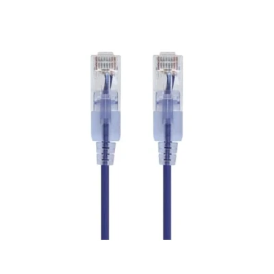 Abbildung von Monoprice Cat6A Ethernet Patchkabel Snagless RJ45, 550 MHz, 10 G, UTP, reiner blanker Kupferdraht, 30 AWG, Stück, 2,1 m, Violett SlimRun Serie