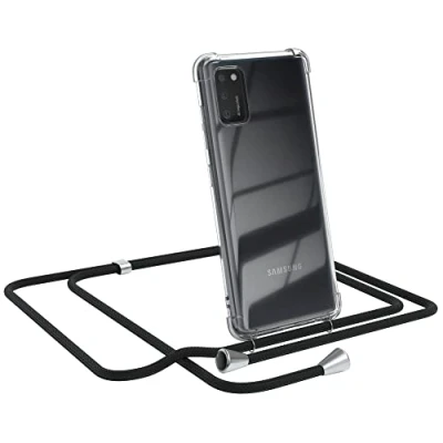 Abbildung von EAZY CASE Handykette kompatibel mit Samsung Galaxy A41 Handyhülle Umhängeband, Handykordel Schutzhülle, Silikonhülle, Hülle Band, Stylische Kette für Smartphone, Schwarz
