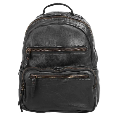 Abbildung von Cluty Rucksack Echt Leder Damen Made in Italy, Smartphonefach, Vintage Daypack, Citybag aus Rindsleder, Schultertasche mit Reißverschluss 020893