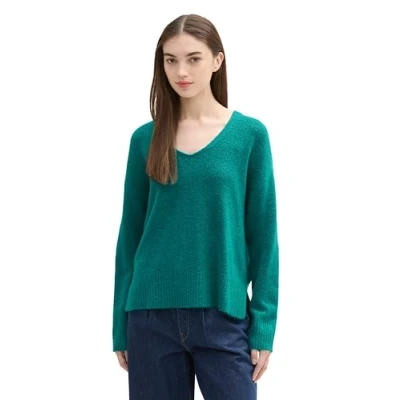 Abbildung von TOM Tailor Denim MIT Vausschnitt Strickpullover, Damen, Größe: XXL, Jade green melange
