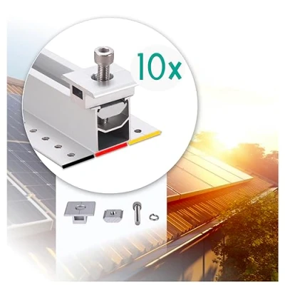 Abbildung von Mittelklemmen 35mm Mittelklemme 10 St. Solarpanel Verbinder Modulklemmen Solar Photovoltaik Klemmen Solarmodul Halterung Aluminium Befestigung Montage PV Modul Balkonkraftwerk Mahona
