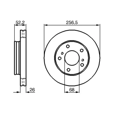 Abbildung von BOSCH 0 986 478 485 Bremsscheibe 257 26 5 114,3 Belüftet geölt NISSAN: Serena