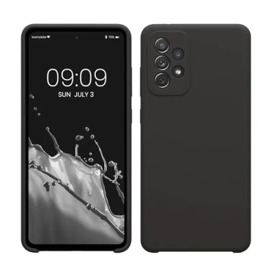 Abbildung von kwmobile Hülle kompatibel mit Samsung Galaxy A72 Silikon Handy Case Handyhülle weiche Oberfläche kabelloses Laden Dunkelgrau