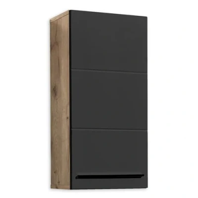 Abbildung von 71 565 DR Hängeschrank VISTA Badschrank in Viking Oak / Schwarz ca. 34 x 70 23 cm