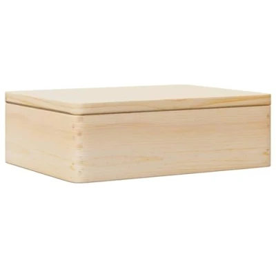 Abbildung von vidaXL Holzkiste mit Deckel 40x30x13 cm Massivholz Kiefer, Aufbewahrungsbox Holz, Holztruhe, Geschenkbox Holzbox, Holzbox Holz