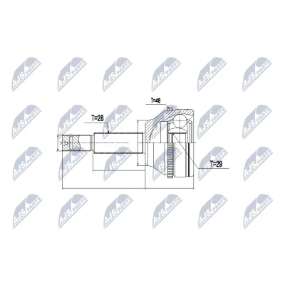 Abbildung von NTY NPZ FR 033 Gelenksatz radseitig FORD: Transit Mk6 Kastenwagen, Bus