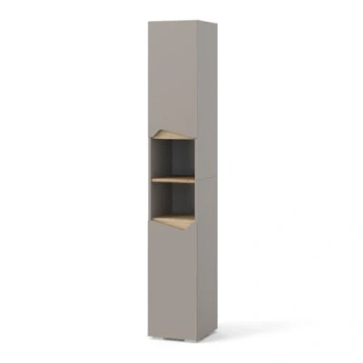 Abbildung von Vicco Hochschrank Marelle, Greige/Artisan Eiche, 30 x 180 cm mit Türen, und offenen ...