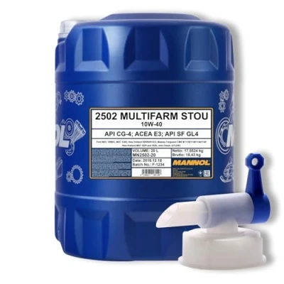 Abbildung von MANNOL 20L Motoröl Multifarm STOU 10W 40 API CG 4 Landmaschinen Öl + Auslaufhahn