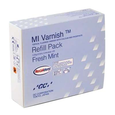 Abbildung von MI Varnish Refill Pack Minze 35 x 0,4 ml, 50 Einmalpinsel