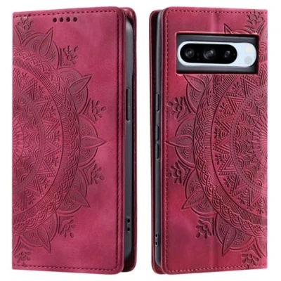 Abbildung von CoverKingz Handyhülle für Google Pixel 9 Pro XL Handytasche mit Kartenfach Schutzhülle Cover Handy Hülle klappbar Motiv Mandala Rot