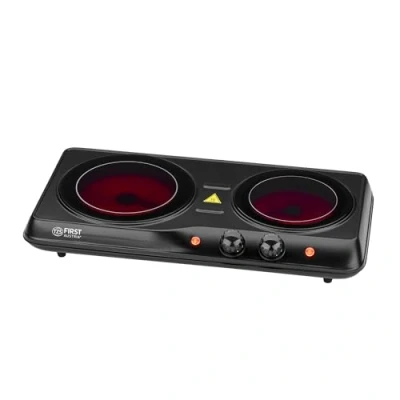 Abbildung von TZS FIRST AUSTRIA Doppelkochplatte Kochplatte 2000W, Glaskeramik, doppel, Herdplatte Camping, Stufenloser Temperaturregelung, mobile Kochplatte, 19/16,5 cm