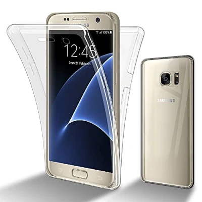 Abbildung von Cadorabo Hülle kompatibel mit Samsung Galaxy S7 Schutzhülle TPU Silikon Case 360 Slim Kratzfest Weiche Gummi Rundumschutz für in Transparent