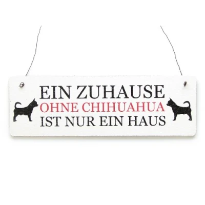 Abbildung von Interluxe Shabby Vintage Schild Türschild EIN ZUHAUSE OHNE Chihuahua Holzschild Hund Deko