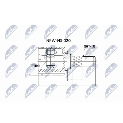 Abbildung von NTY NPW NS 020 Gelenksatz getriebeseitig NISSAN: MICRA 3