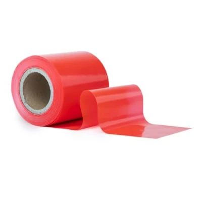 Abbildung von GRIP Eventbasics Flatterband farbig, 50 m x 70 mm, LDPE Folienband Stärke µ, für Innen und Außenbereich, Absperrband nicht klebend, Farbe rot