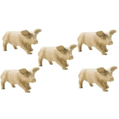 Abbildung von Décopatch AP614Opack Ein Set mit 5 Halterungen aus braunem Papier, 10,5 x 7 5,5 cm, stehendes Schwein