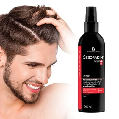 Abbildung von Seboradin Lotion Gegen Haarausfall Für Herren Haarverlust Haarverdünnung Haarwachstum Haarlotion Männer Vitamine Natürliche Extrakte Haar Kopfhaut Pflege Haarpflege 200 ml Men Forte