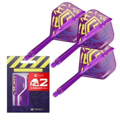 Abbildung von Target Darts Luke Littler World Champion K Flex Flights und Schaftsystem, No.2 The Nuke 2025 Edition Flex, All in One integrierte Schäfte (3er Pack) Intermediate, 26mm