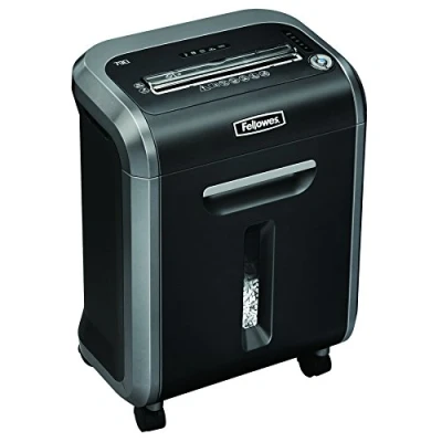 Abbildung von Fellowes 16 Blatt Aktenvernichter, Partikelschnitt (P4) Papierschredder für Büro, Powershred 79Ci, mit 100% staufrei Technologie, Safesense, Energiesparsystem, 23L Papierkorb, CD Schredder