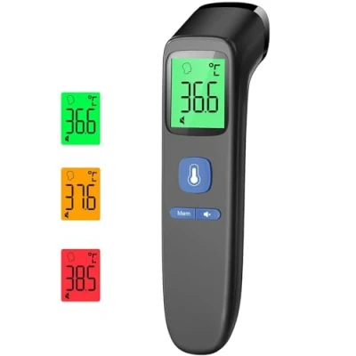 Abbildung von Fieberthermometer für Babys Kinder Erwachsene, Kontaktloses Stirnthermometer, Digitales Infrarot Thermometer mit sofortigen genauen Messwerten, Fieberalarm, LCD Anzeige und 35 Speicherabruf,Schwarz