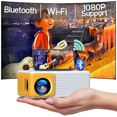 Abbildung von YOTON Mini Beamer, WiFi Bluetooth Projektor Full HD 1080P Unterstützt, Video Beamer Handy Kompatibel mit USB/HDMI/AV, Projector für iOS und Android/PC/PS4/PS5/Xbox Portable