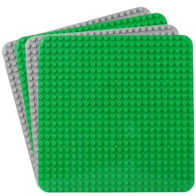 Abbildung von Große Bauplatte Kompatibel mit Lego DUPLO Platten, Classic Grundplatte für Sets,38 * 38cm Platten Set Kreatives Vorschulspielzeug,Grün, Grau(4 Stück)