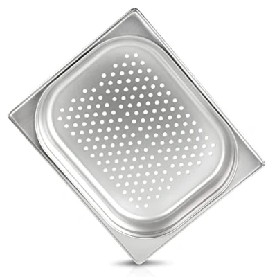 Abbildung von jokobela GN Behälter :: gelocht geeginet für Gaggenau/Miele/Siemens Dampfgarer (Edelstahl/Spülmaschinentauglich, Gastronorm 1/2, B 32,5 x T 26,5 H 4,0)